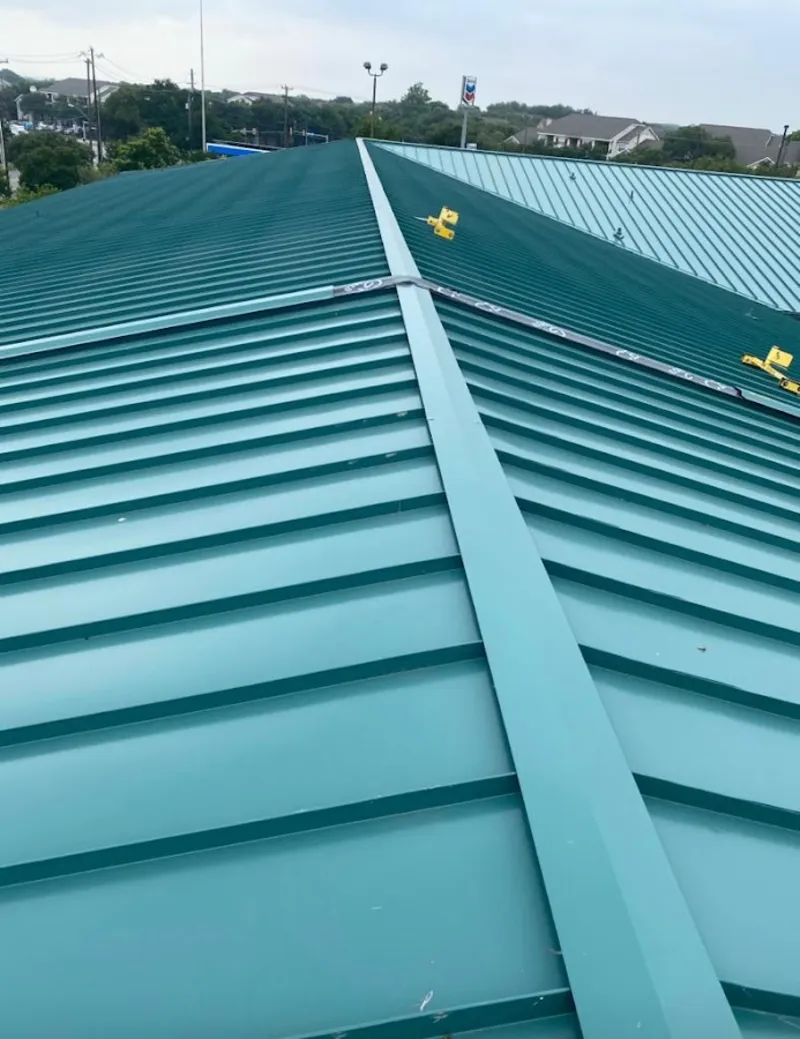 Green commercial metal roof ridge and valley for Metal Roof Repair in Leisure City